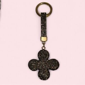 Elegant Black and Gold clover Keychain or bag charm